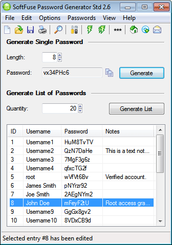 Screenshot of SF Password Generator Personal